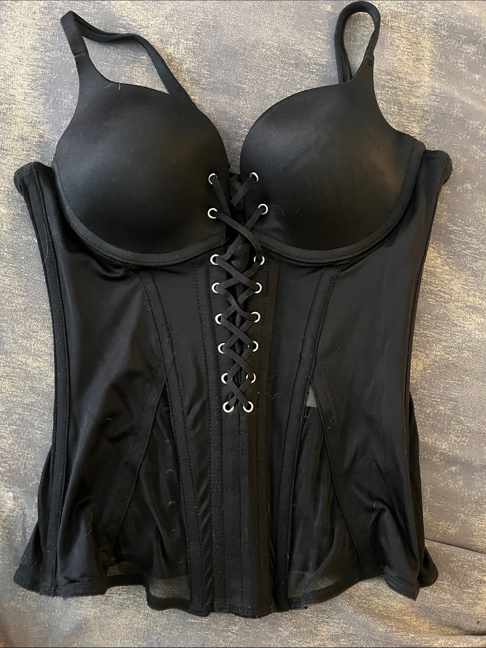 La Senza Black Lace-Up Bustier Corset Top